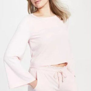 NWT Jenni Stlye Not Size Pink Cloud Ribbed Long Sleeve Cropped Loungewear Top